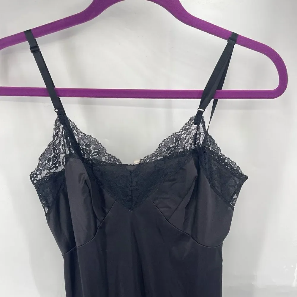 Sliperfection vintage Cami Slip Dress Lace Trim Lingerie Sleeveless Black Size 3